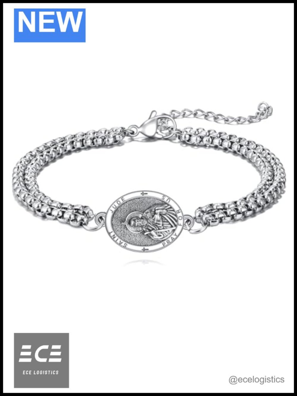 Saint Jude Medal Bracelet 925 Sterling Silver 7in Religious Jewelry